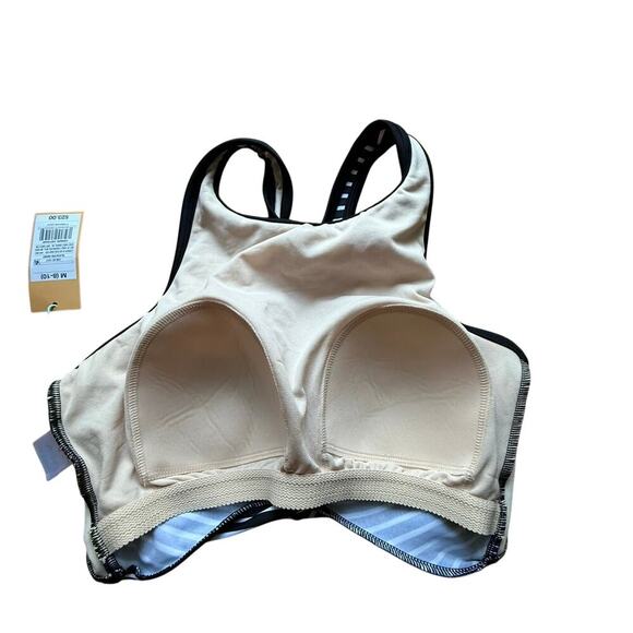 Kona Sol Striped Racerback Bikini Swim Top Black White Size M Beach Vacation - Picture 6 of 7